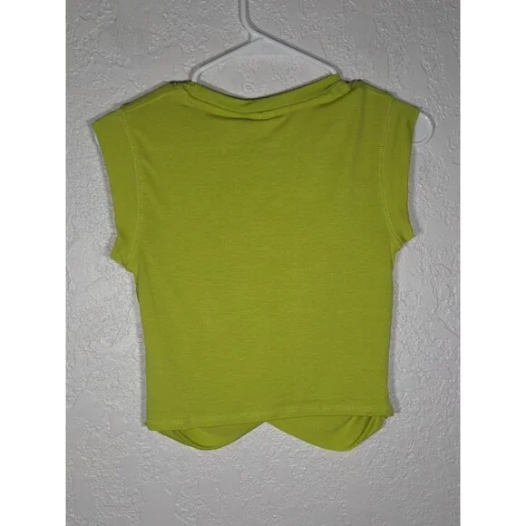 NWT Women’s Mono B Yoga Athletic Top. Size Small Cinch Sides Lime - Picture 2 of 3